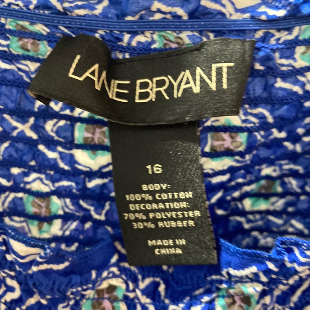 Lane Bryant 16 smock blue and teal tank EUC - Picture 2 of 12
